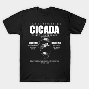 Cicada Illinois Invasion Us Tour Brood XIX XIII 2024 T-Shirt